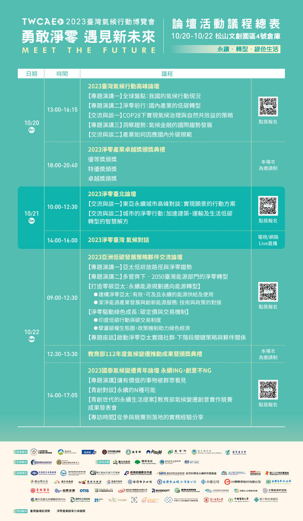2023臺灣氣候行動博覽會-論壇議程