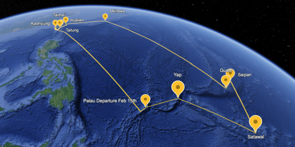 「無私分享號」(Alingano Maisu)本次航行預定路線圖