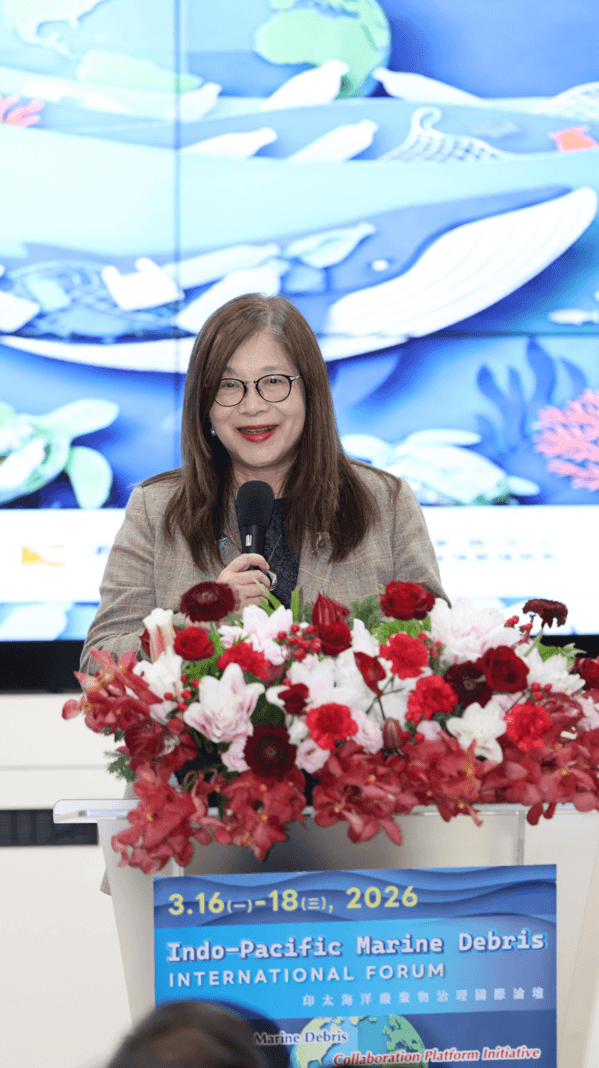 管主委在致詞中呼籲，只要各國願意合作，放下政治，注目海洋，就能逐步找到海廢問題的解方