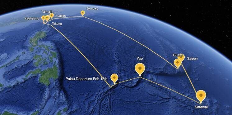 Photo caption:  Planned voyage route of the "Alingano Maisu"